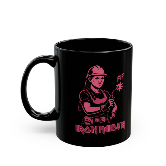 Bold Black Mug with Fun Design, Coffee Cup, Gift for Her, Unique Office Mug, Cute Kitchen Decor